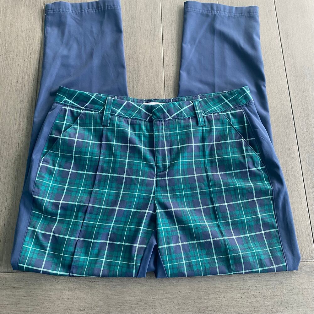 Lady Hagen Lightweight Golf Pants • Green/Blue Plaid • Size 6 • Polyester